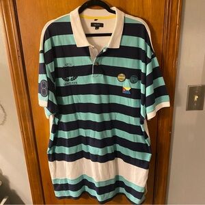 Akoo Mint & Navy Striped Polo